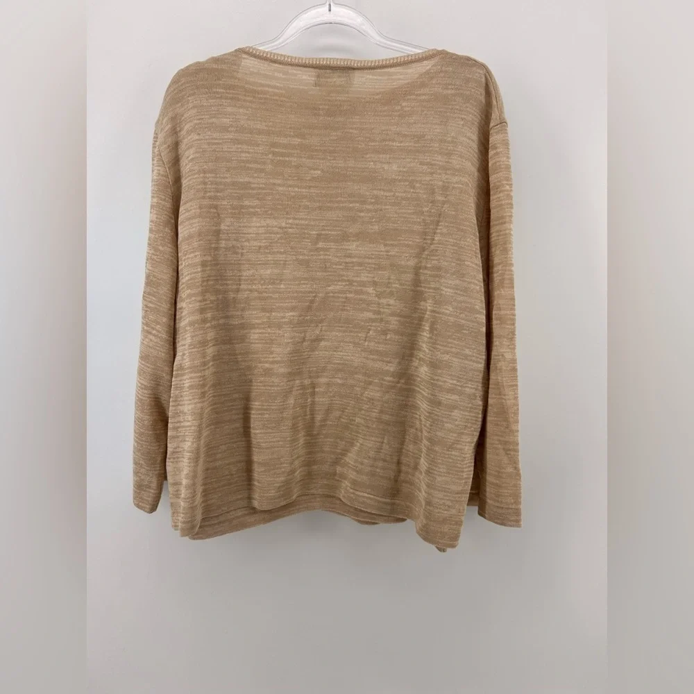 CHANEL Cardigan Twin Set 99P Beige Size 46 Tank Size 50 Cardigan Cotton